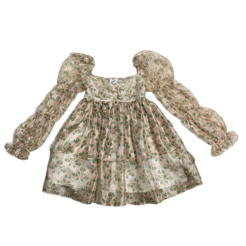 Uuniq Daisyland Long Sleeve Floral Mini Organza Dress